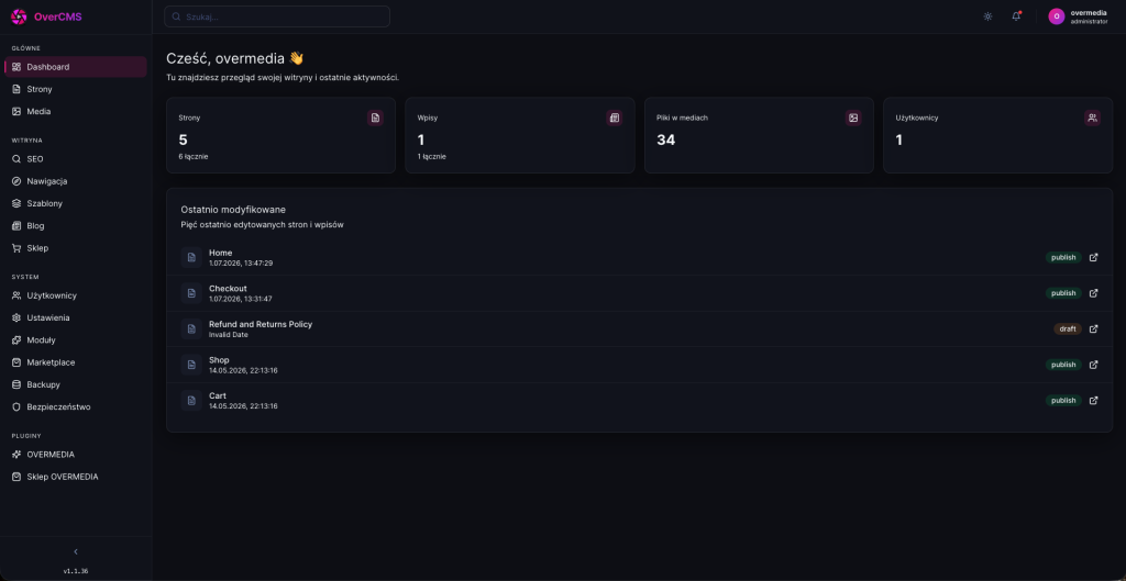 OverCMS 2.0 — autorski system CMS
